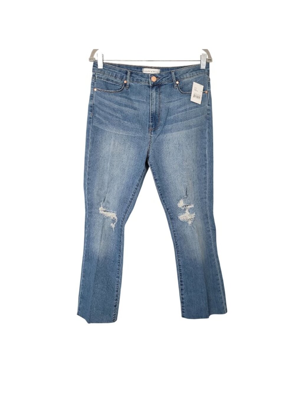 Articles Of Society High-Rise Distressed Straight-Leg Jeans Size 31 Blue NWT